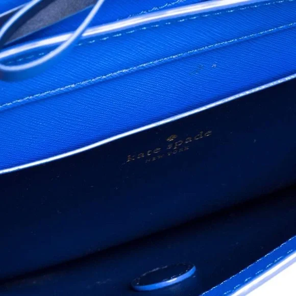 Kate Spade Blue Leather Bow Flap Crossbody Spacious Shoulder Bag 👜 Fits📱💄💵 - Picture 6 of 16